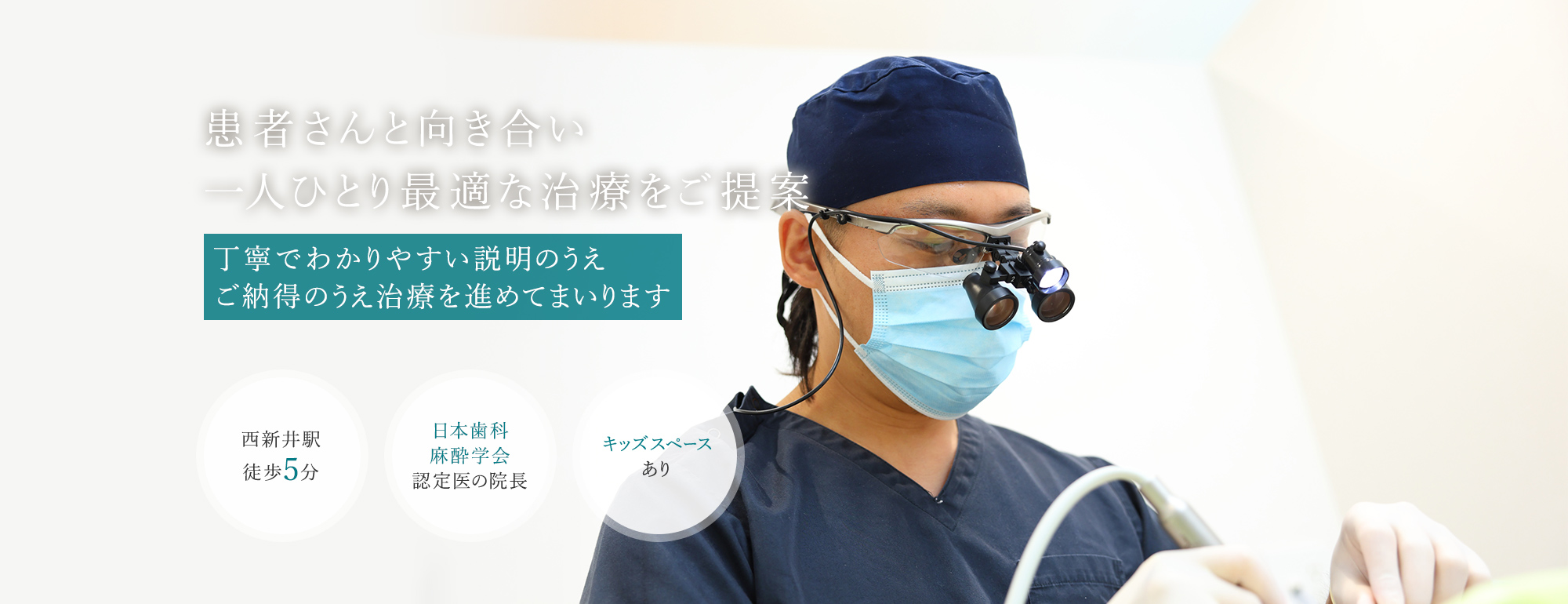 患者さんと向き合い 一人ひとり最適な治療をご提案 丁寧でわかりやすい説明のうえ ご納得のうえ治療を進めてまいります